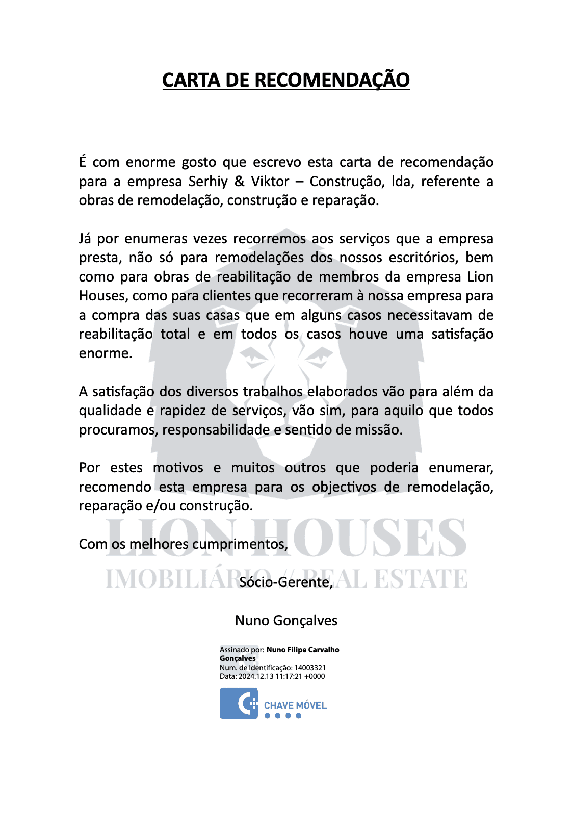 Recommendation letter from Vassilis Papadopoulos